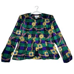 Talbots‎ Richard Warren Vintage 100% Silk Blazer 14 made in Korea, modern Medium